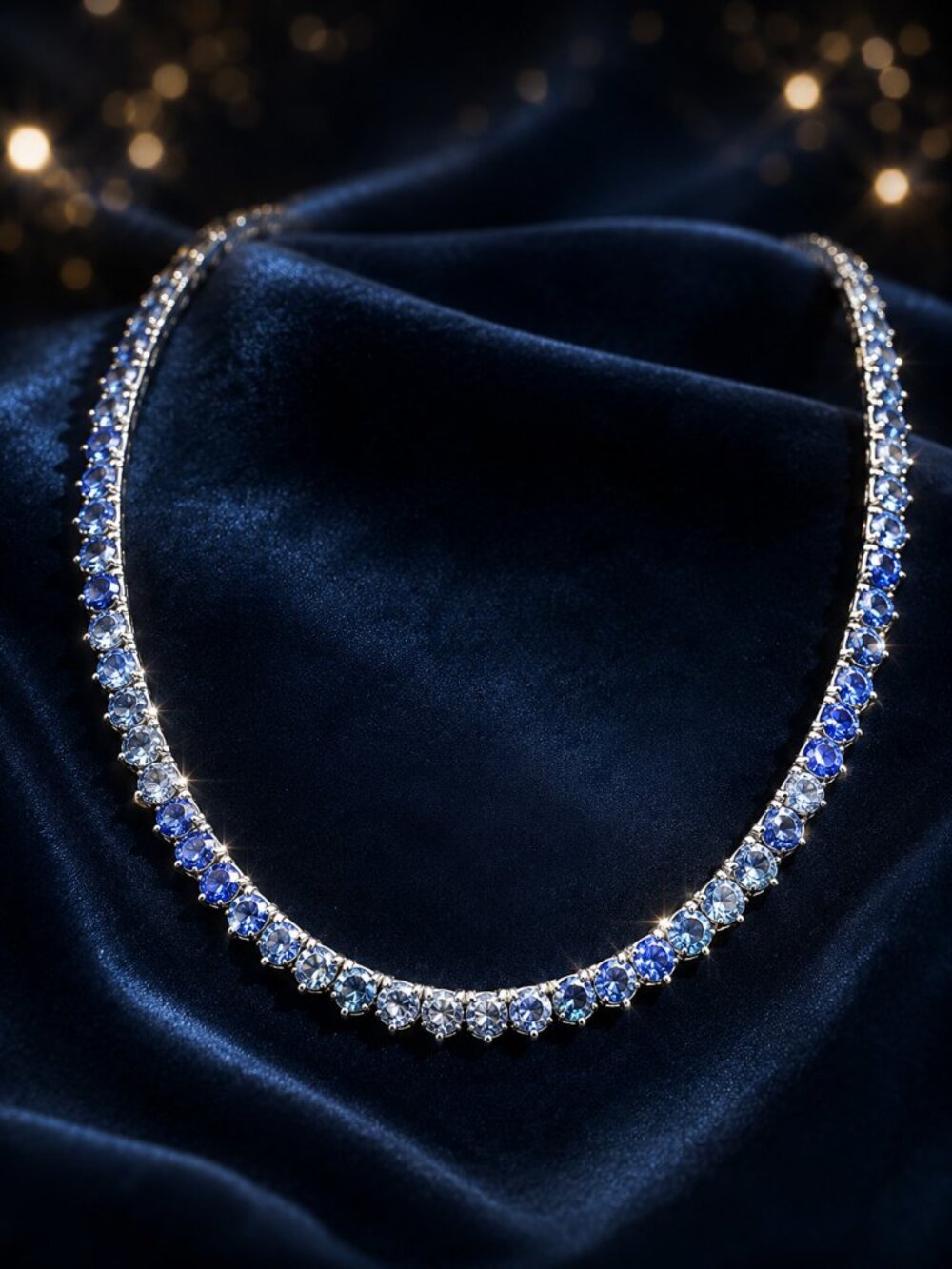 Ombre Sapphire Glow Tennis Necklace Blue Crystal Tennis Necklace | Glamorous